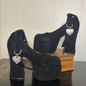 Velvet platform heels by Sugar Thrillz and Dolls Kill Goth shoes